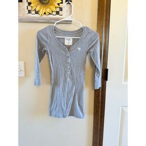 Abercrombie Kids Girls Gray 3/4 Sleeve Henley Boho Chic Shirt Top Size L Stretch